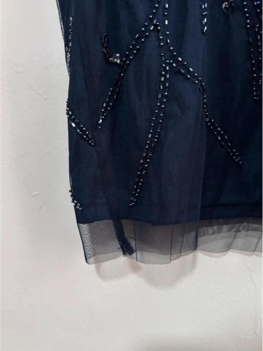 Adrianna Papell Beaded Navy Sheath Dress size US14 - Picture 5 of 5
